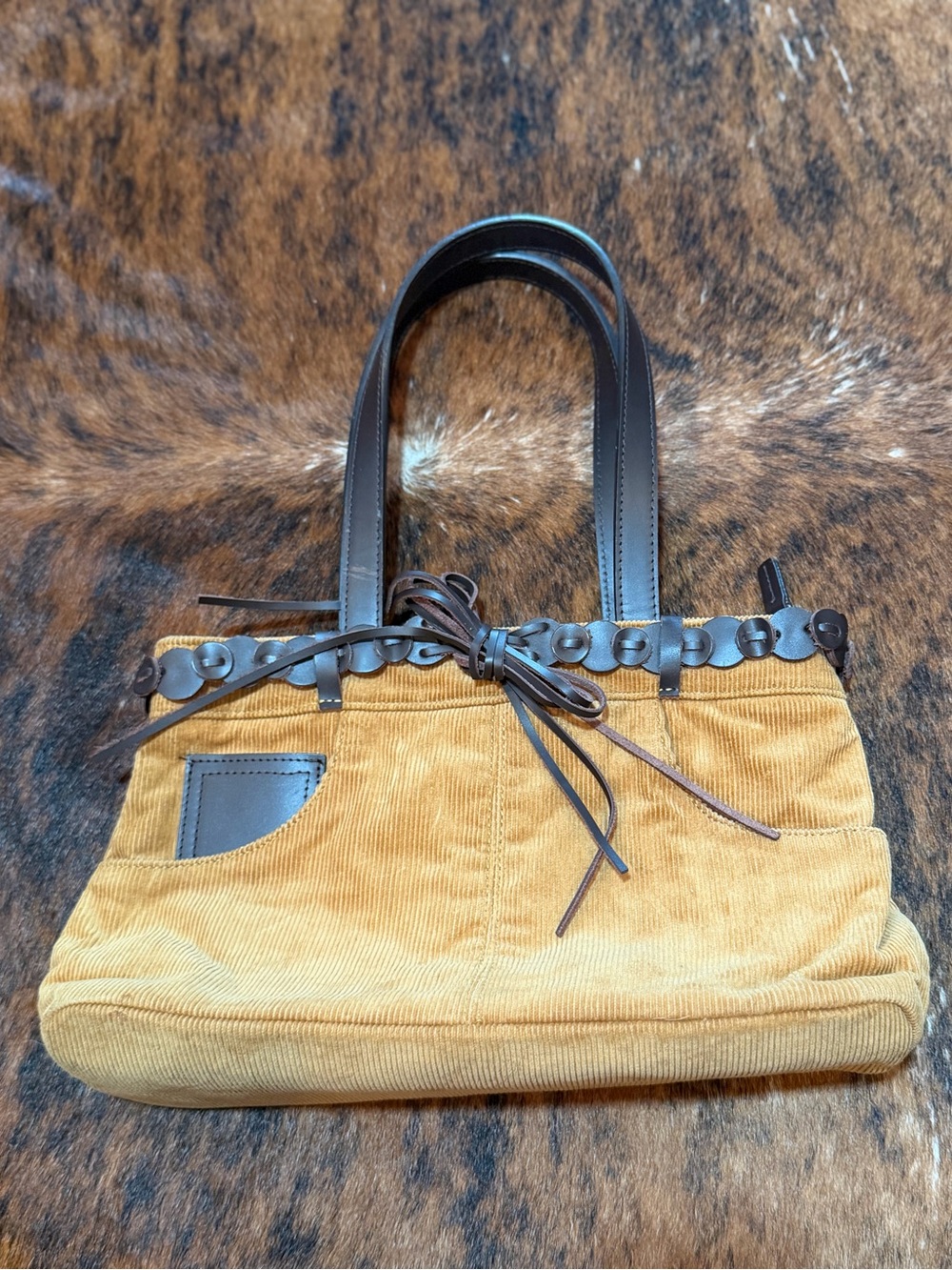 Vintage I Santi   “ Sant Mario’s “ brown corduroy  Handbag Purse Made In Italy